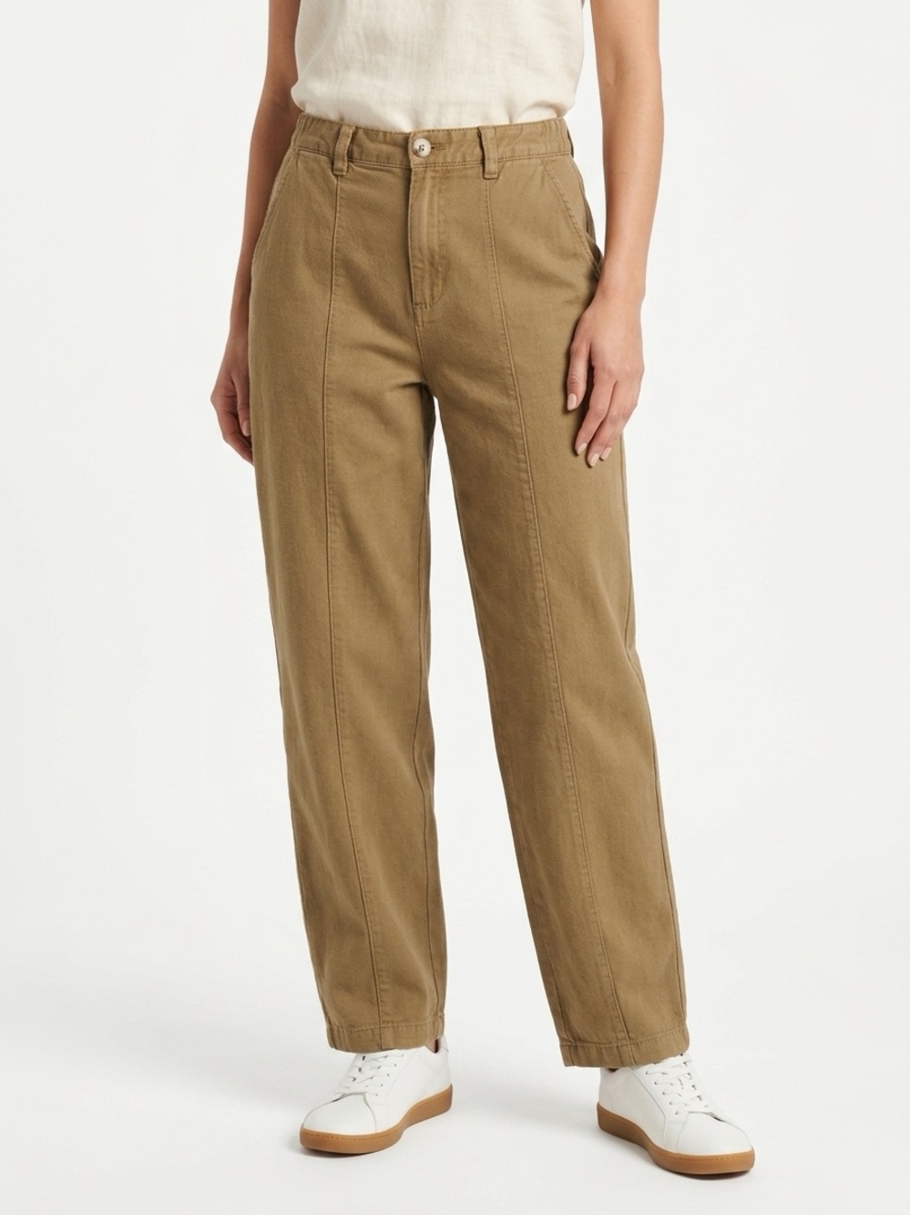 Sundance Front Seam Utility Jogger Pants Cotton Linen Blend Olive Green Size 6